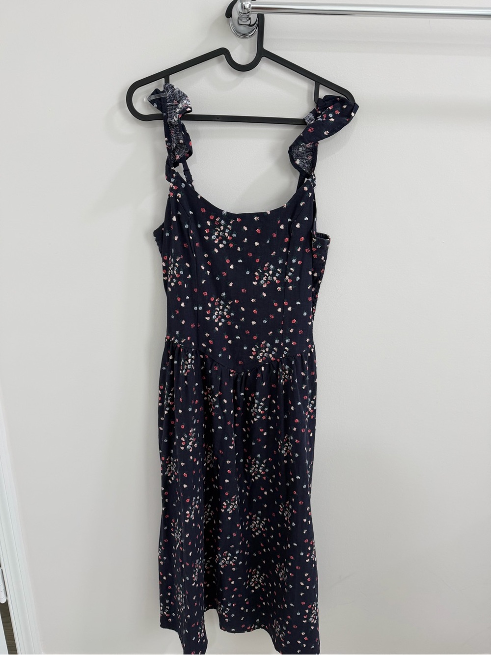 Universal Thread Navy Floral Midi Dress with Pink and White Accents